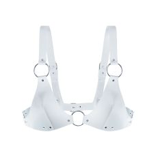 Смелый эротический лиф из натуральной кожи белый Feral Feelings