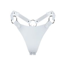 Трусики из натуральной кожи для БДСМ игр белые Feral Feelings