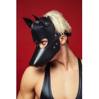 Незвичайна БДСМ маска собаки шкіряна чорна D&amp;A