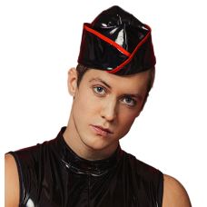 Еротична вінілова пілотка чоловіча чорного кольору D&A