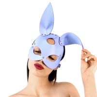Грайлива шкіряна маска зайчика лавандового кольору Art of Sex