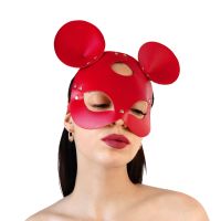 Грайлива шкіряна маска мишки червоного кольору Art of Sex