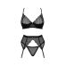 Женский эротический комплект белья черного цвета Obsessive Chemeris размер M/L