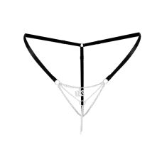Сексуальные женские трусики с цепочкой и подвеской черного цвета Art of Sex размер L/2XL
