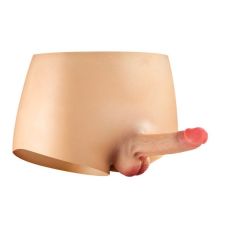 Страпон реалістичний порожнистий чоловічий із трусами тілесного кольору Real Body full and realistic розміри S/M