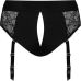 Трусики для страпона с подтяжками для чулок и кружевными вставками черного цвета Strap on me размер S