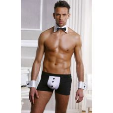 Эротический мужской комплект черно белого цвета Sunspice размер S M