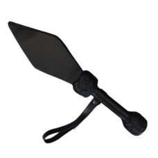 Шльопанка з подвійною ударною частиною БДСМ із натуральної шкіри високої якості чорна Candy Hero