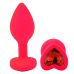 Силіконова рожева анальна пробка з червоним кристалом у формі серця EGZO Silicone Heart Plug розмір S
