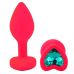 Силіконова рожева анальна пробка з бірюзовим кристалом у формі серця EGZO Silicone Heart Plug розмір S