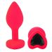Силіконова рожева анальна пробка із чорним кристалом у формі серця EGZO Silicone Heart Plug розмір S