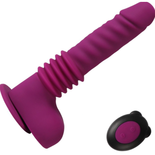 Вибратор на присоске силиконовый фиолетового цвета с пультом ДУ Xise Isaiah thrusting dildo
