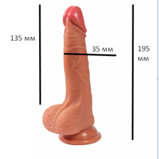 Фалоімітатор 13,5 см/3,5 см суперреалістик з яєчками на присоску Diego Realistic dildo з вінілу