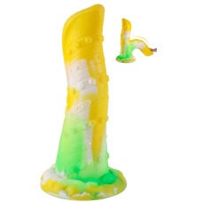 Фаллоимитатор силиконовый в виде щупальцы осьминога зеленого желтого цвета XISE Tentacle