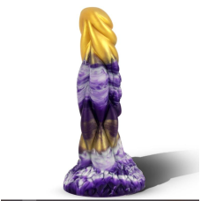 Фалоімітатор із вигнутим стрижнем на присосці золотаво-фіолетового кольору XISE Voldemort