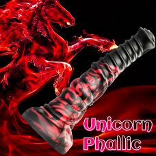 Фантазійний фалоімітатор із вираженим рельєфом на присосці червоно-чорний XISE “Fantasy monster penis”