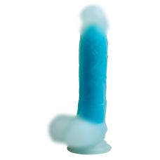 Фаллоимитатор 16/4,2 см реалистичный на присоске прозрачно голубой с мошонкой силиконовый XISE Blue Heart