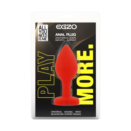 Силиконовая красная анальная пробка с салатовым кристаллом в форме сердца EGZO Silicone Heart Plug размер S