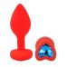 Силіконова червона анальна пробка із синім кристалом у формі серця EGZO Silicone Heart Plug розмір S