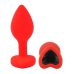 Силиконовая красная анальная пробка с черным кристаллом в форме сердца EGZO Silicone Heart Plug размер S
