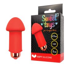 Мини вибратор силиконовый для клитора SWEET TOYS красный L 5 см D 3 см со съемной вибропулей