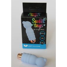 Мини вибратор ребристый с выпуклостями силиконовый для клитора Sweet Toys голубой L 6,5 см D 2,5 см со съемной вибропулей