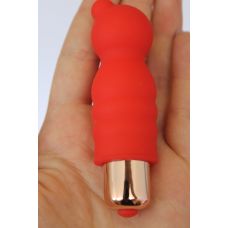 Мини вибратор ребристый с выпуклостями силиконовый для клитора Sweet Toys красный L 6,5 см D 2,5 см со съемной вибропулей