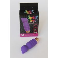 Мини вибратор ребристый с выпуклостями силиконовый для клитора Sweet Toys фиолетовый L 6,5 см D 2,5 см со съемной вибропулей
