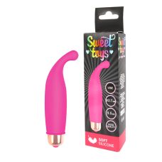 Вибратор силиконовый для клитора с выраженным отростком SWEET TOYS ярко-розовый L 9,5 см D 2,7 см