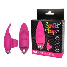 Вібратор силіконовий для клітора ребристий на палець молоточок Рожевий L 8 см D 3 см