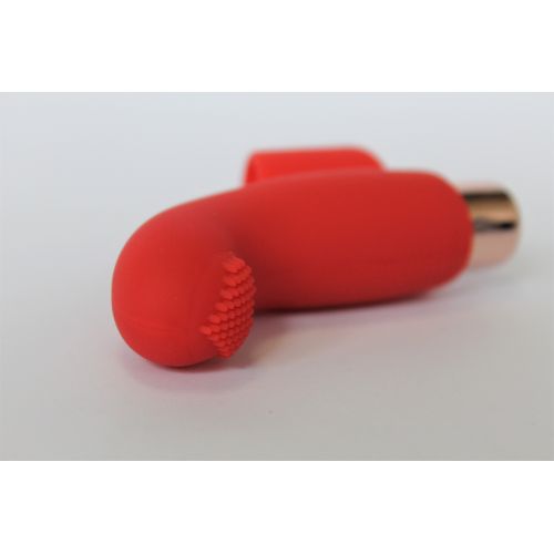 Вибратор 7,2 см/2,2 см для клитора и сосков с шипиками на палец силиконовый SWEET TOYS красный