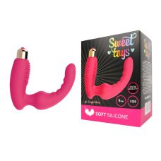 Вібратор для точки G силіконовий із шипованим кліторальним стимулятором яскраво-рожевий SWEET TOYS