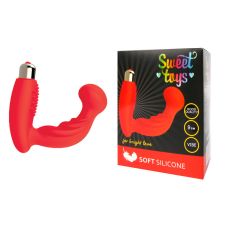 Вібратор для точки G силіконовий із шипованим кліторальним стимулятором червоний SWEET TOYS