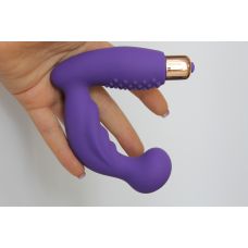 Вібратор для точки G силіконовий із шипованим кліторальним стимулятором фіолетовий SWEET TOYS