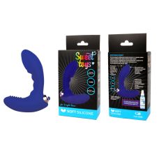Вібратор хвилястий силіконовий для точки G з ребристим стимулятором клітора синій SWEET TOYS