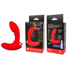 Вібратор хвилястий силіконовий для точки G з ребристим стимулятором клітора червоний SWEET TOYS