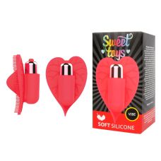 Вибратор Листик для клитора силиконовый с шипиками SWEET TOYS красный L 8 см ширина 5,5 см со съемной вибропулей