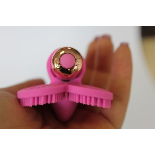 Вибратор Листик для клитора силиконовый с шипиками SWEET TOYS розовый L 8 см ширина 5,5 см со съемной вибропулей
