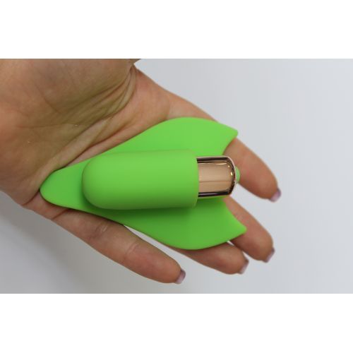 Вибратор силиконовый для клитора с шипиками SWEET TOYS зелёный L 7,5 см ширина 5,6 см со съемной вибропулей