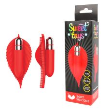 Вибратор силиконовый для клитора с отростками SWEET TOYS красный L 12,5 см ширина 6 см со съемной вибропулей