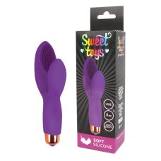 Вібратор точки G силіконовий зі стимуляцією клітора ребристий з шипиками фіолетовий SWEET TOYS
