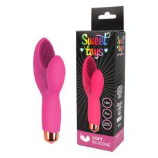 Вібратор точки G силіконовий зі стимуляцією клітора ребристий з шипиками рожевий SWEET TOYS