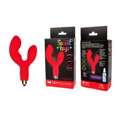 Вібратор ребристий для точки G зі стимуляцією силіконового клітора червоний SWEET TOYS