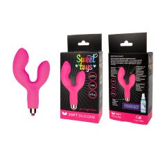 Вібратор точки G силіконовий зі стимуляцією клітора ребристий рожевий SWEET TOYS