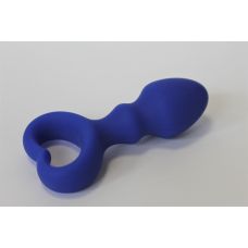 Анальная пробка 6,5 см/3 см силиконовая с ручкой-сердечком SWEET TOYS синяя