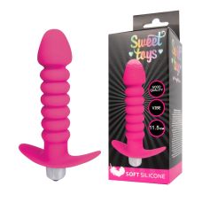 Втулка анальная с вибрацией Sweet Toys L 115 мм D 30x25 мм, цвет ярко-розовый