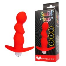 Вибратор для вагинальной и анальной стимуляции SWEET TOYS L 95 мм D 27 мм, цвет красный