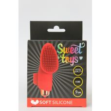 Вібратор для клітора силіконовий з вусиками на палець SWEET TOYS Червоний L 9 см d 3,3 см