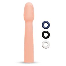 Насадка на член із 3 ерекційними кільцями у наборі бежева Size-Up Penis Entender