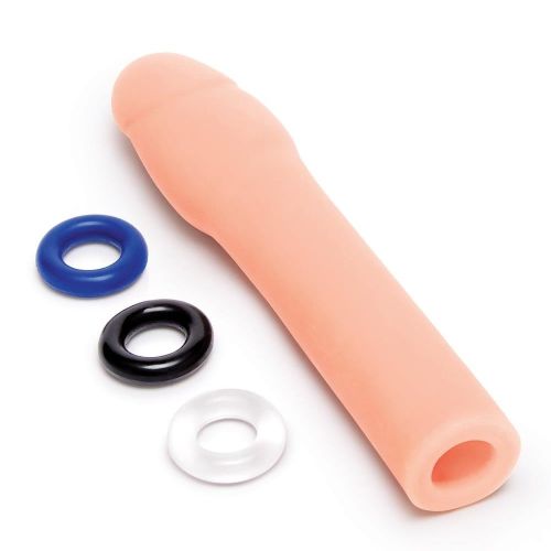 Насадка на член із 3 ерекційними кільцями у наборі бежева Size-Up Penis Entender